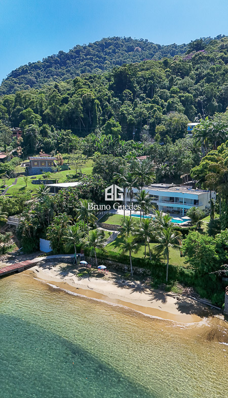 casa pé na areia Angra sala com vista panorâmica